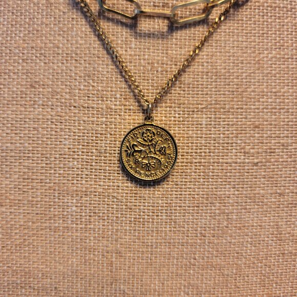 Gold Coin Multilayer Necklace - Picture 2 of 9